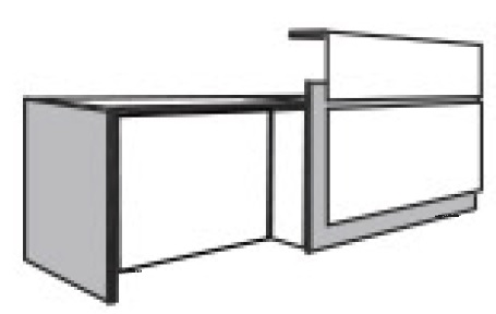 Mesa Mostrador con mesa de atenci&oacute;n personalizada frontal